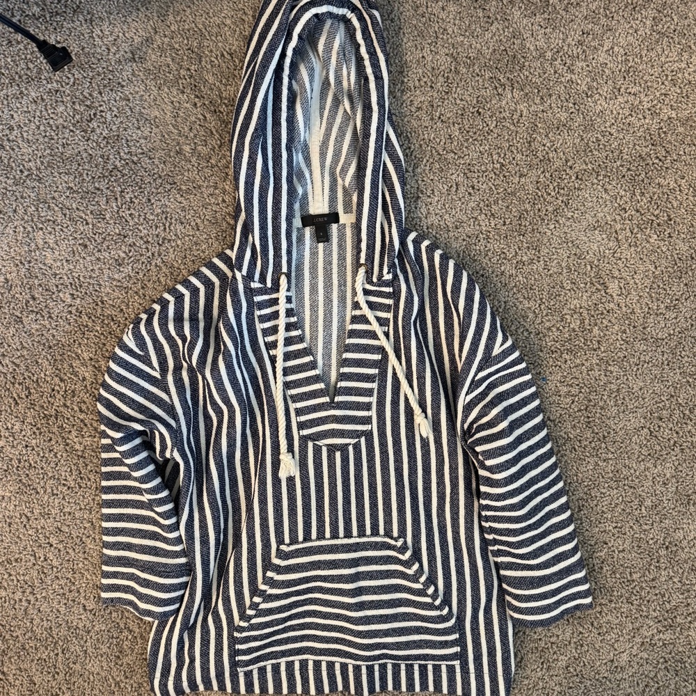 J. Crew Navy and White Striped Hoodie